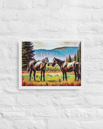 Central Oregon Horses - Digital Art - Framed canvas - FREE SHIPPING