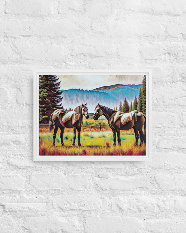 Central Oregon Horses - Digital Art - Framed canvas - FREE SHIPPING