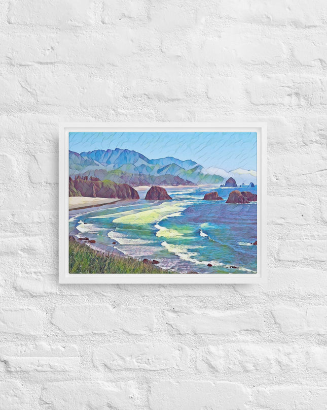 Ecola State Park - Digital Art - Framed canvas - FREE SHIPPING