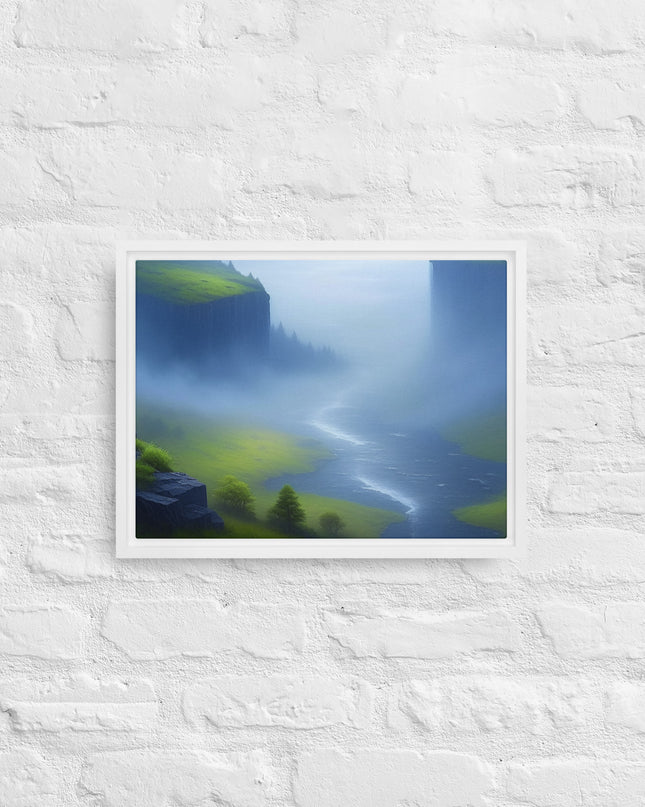 Foggy River - Digital Art - Framed canvas - FREE SHIPPING