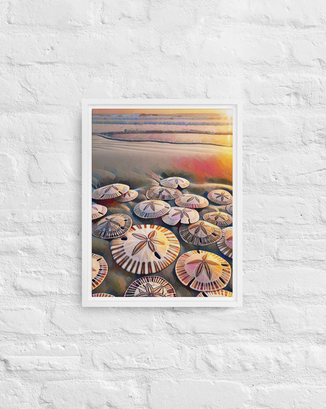 Oregon Sand Dollars - Digital Art -Framed canvas - FREE SHIPPING