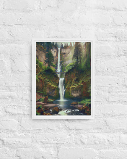 Multnomah Falls - Digital Art - Framed canvas - FREE SHIPPING