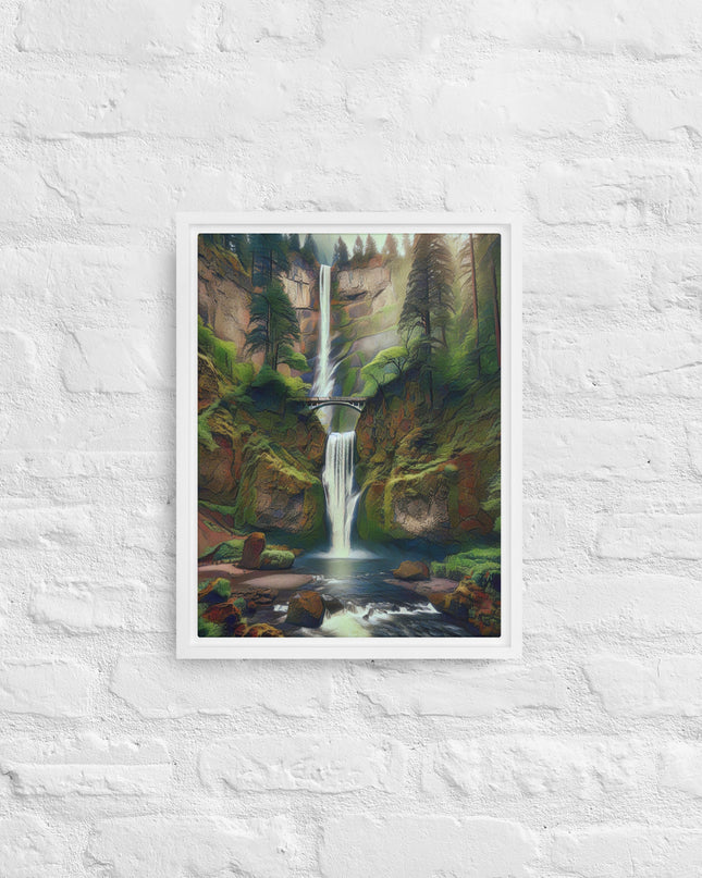 Multnomah Falls - Digital Art - Framed canvas - FREE SHIPPING