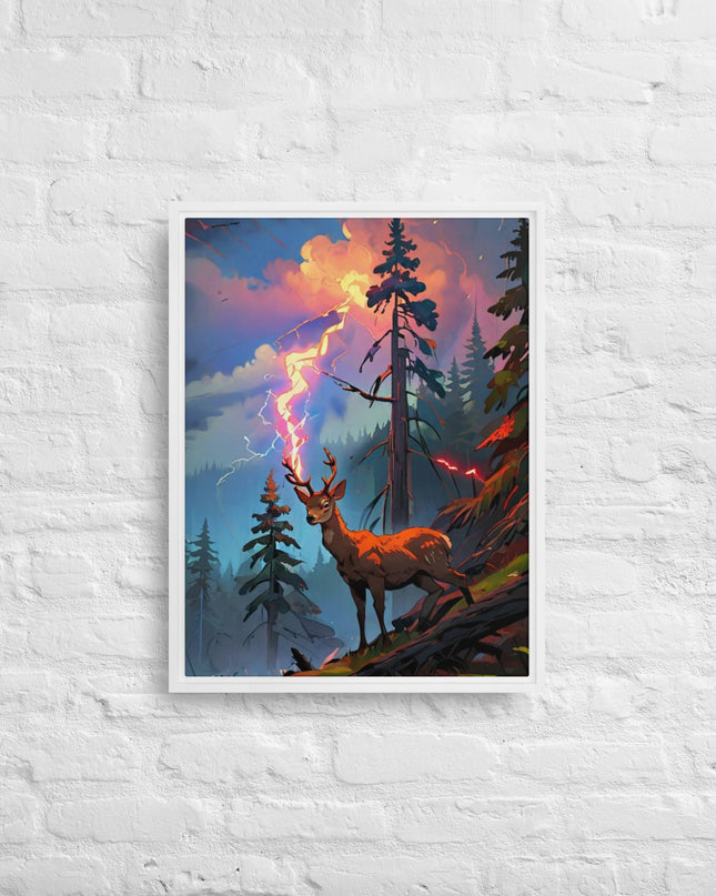 Oregon Lightning Strike - Digital Art - Framed canvas - FREE SHIPPING