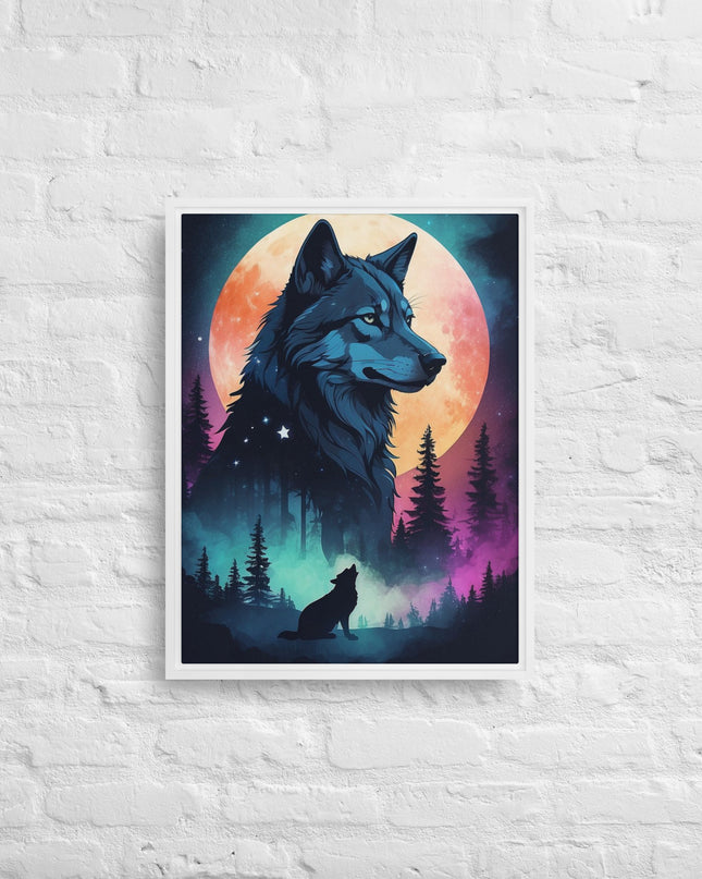 Lone Wolf - Digital Art - Framed canvas - FREE SHIPPING