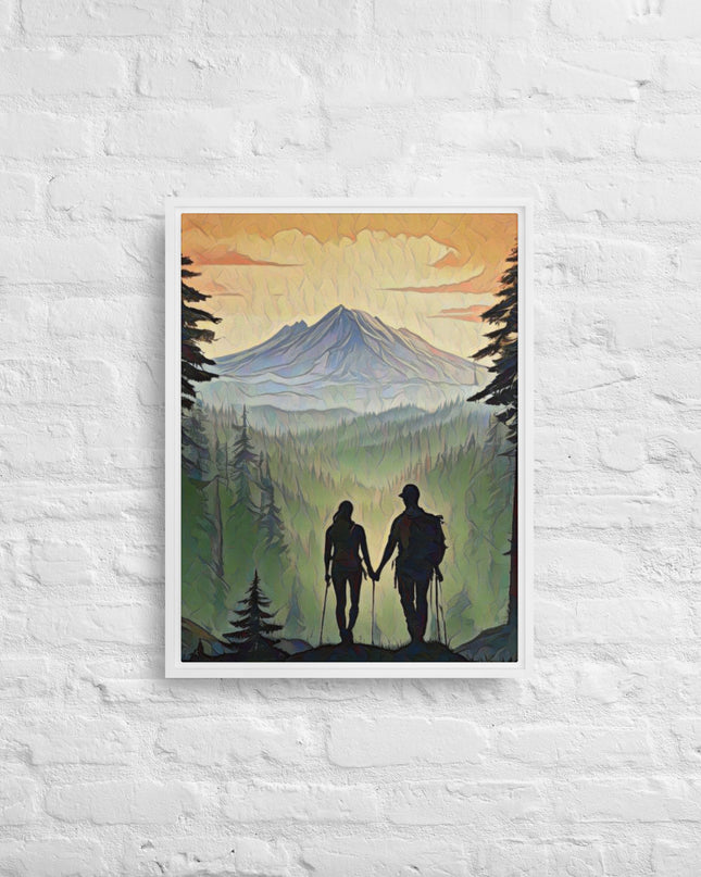 Oregon Hikers - Digital Art - Framed canvas - FREE SHIPPING