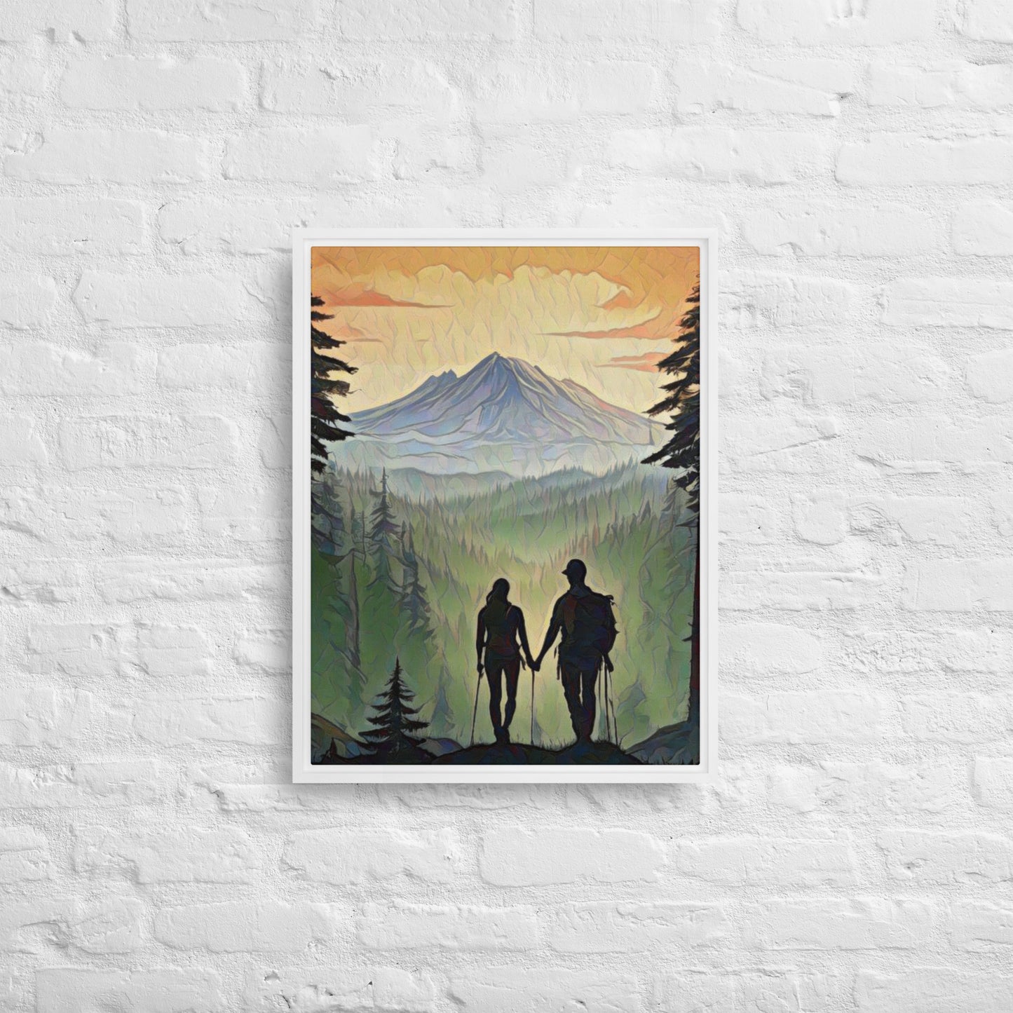 Oregon Hikers - Digital Art - Framed canvas - FREE SHIPPING