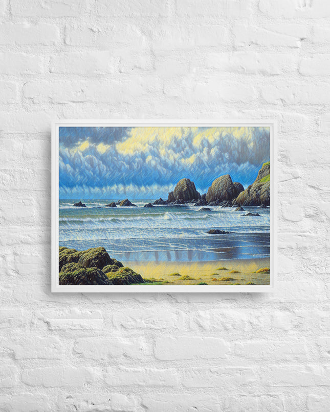 Oregon Coast - Digital Art - Framed canvas FREE SHIPPING
