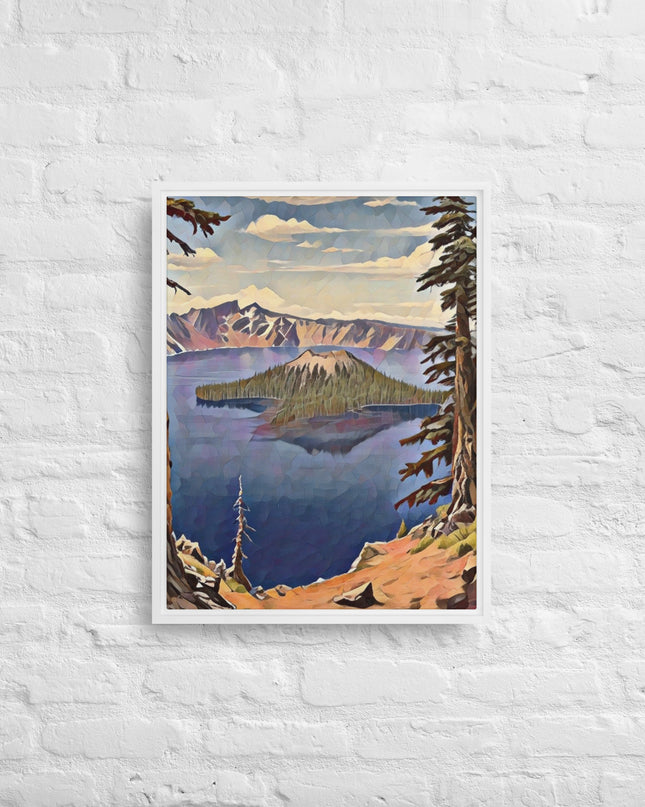 Crater Lake - Digital Art - Framed canvas - FREE SHIPPING