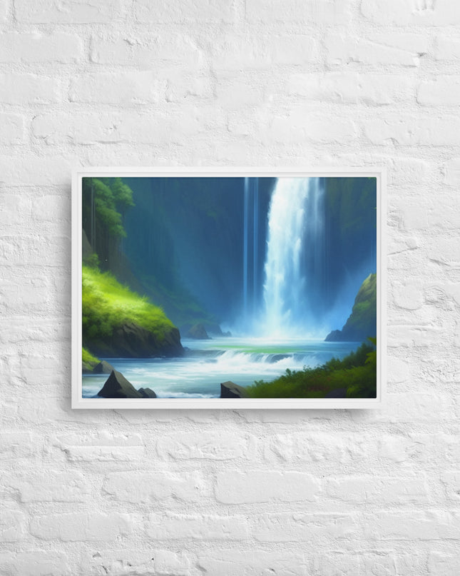 Oregon Waterfall - Digital Art - Framed canvas - FREE SHIPPING