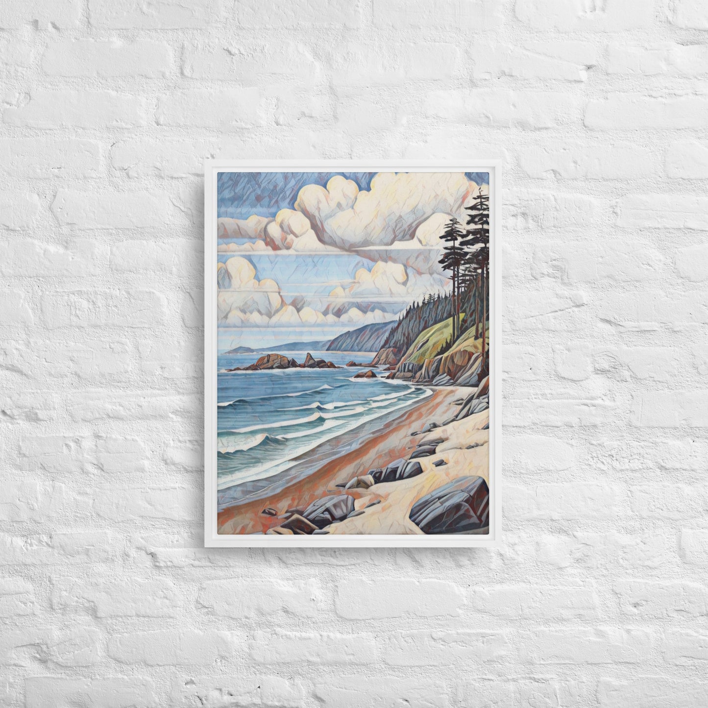 Oregon Coastline - Digital Art - Framed canvas - FREE SHIPPING