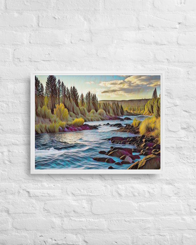 Oregon River - Digital Art - Framed canvas - FREE SHIPPING