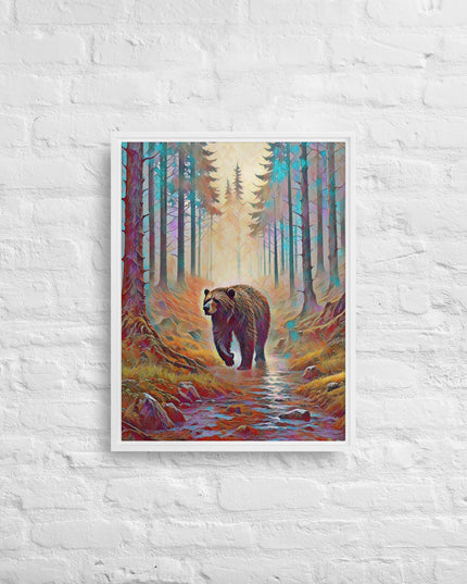 Oregon Bear in the Woods - Digital Art - Framed canvas - FREE SHIPPING