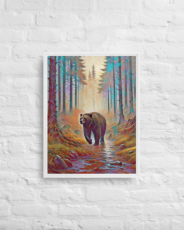Oregon Bear in the Woods - Digital Art - Framed canvas - FREE SHIPPING