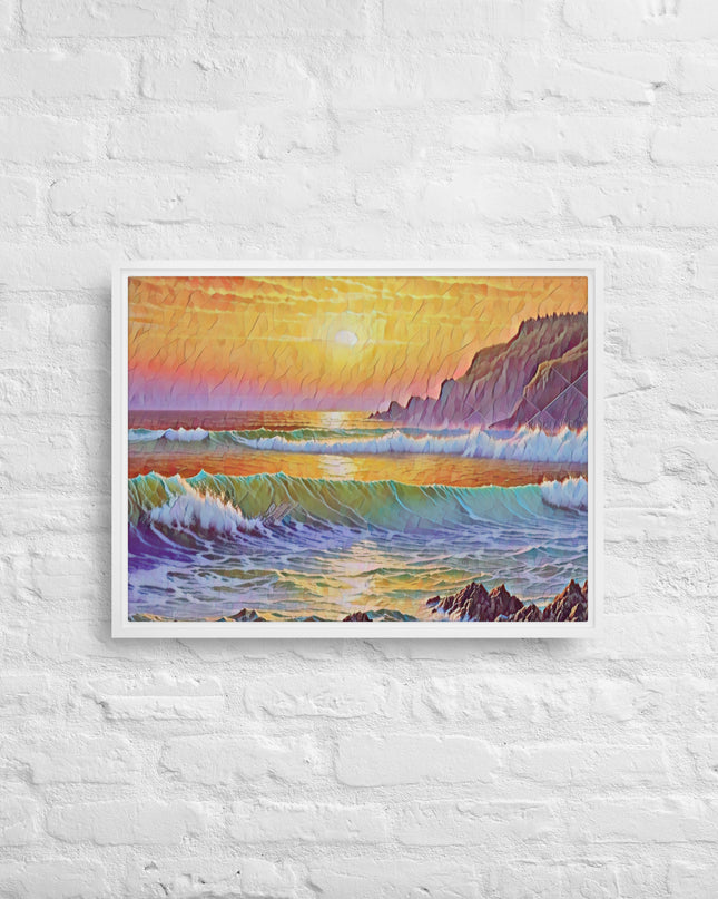 Oregon Coast Sunset - Digital Art - Framed canvas - FREE Shipping