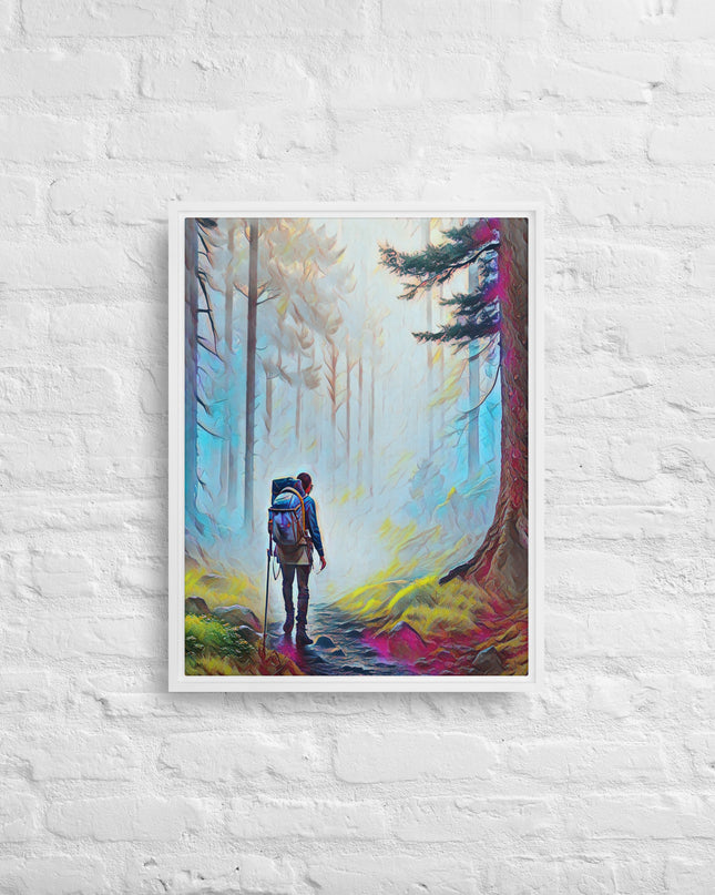 Hiking the Oregon Woods - Digital Art - Framed canvas - FREE SHIPPING