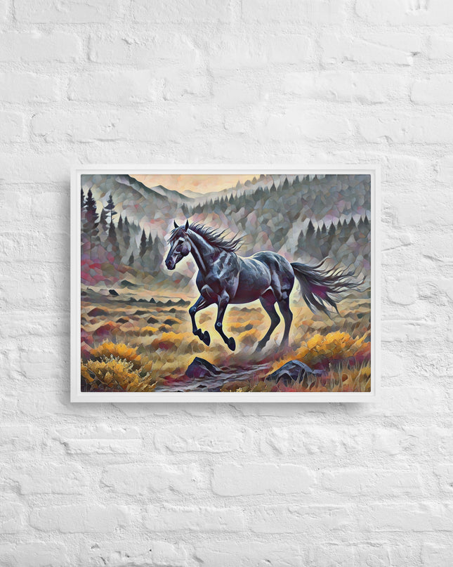 Oregon Running Horse - Digital Art - Framed canvas - FREE SHIPPING