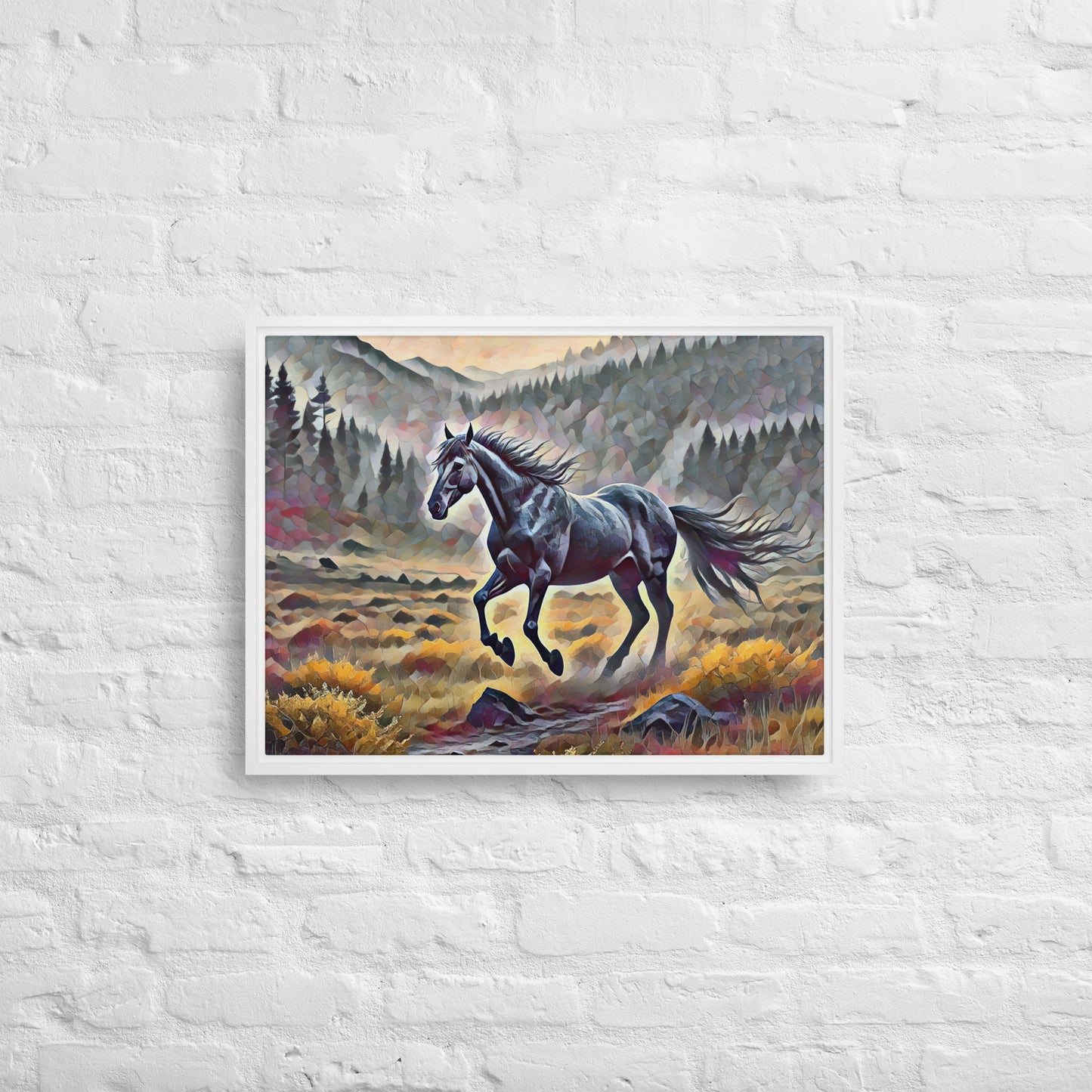 Oregon Running Horse - Digital Art - Framed canvas - FREE SHIPPING