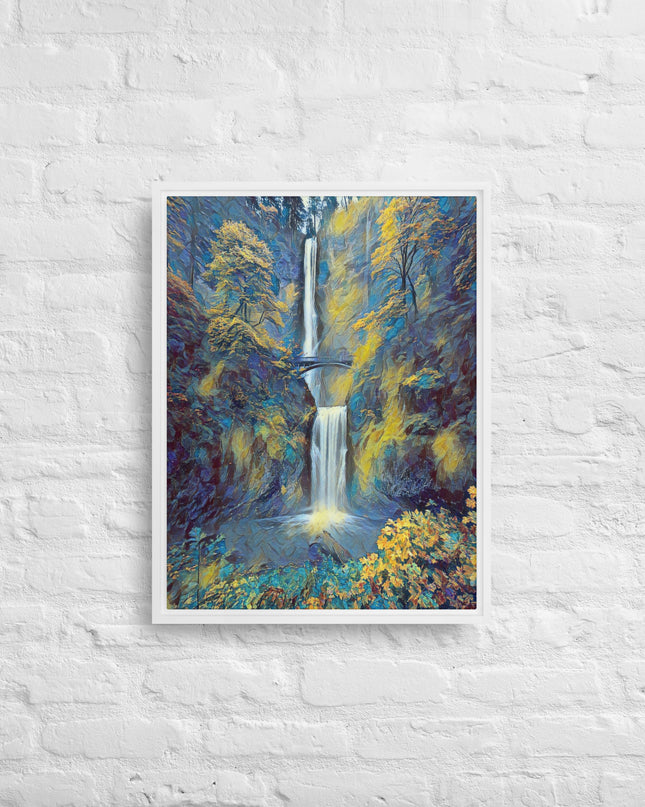 Multnomah Falls/Blue - Digital Art - Framed canvas - FREE SHIPPING