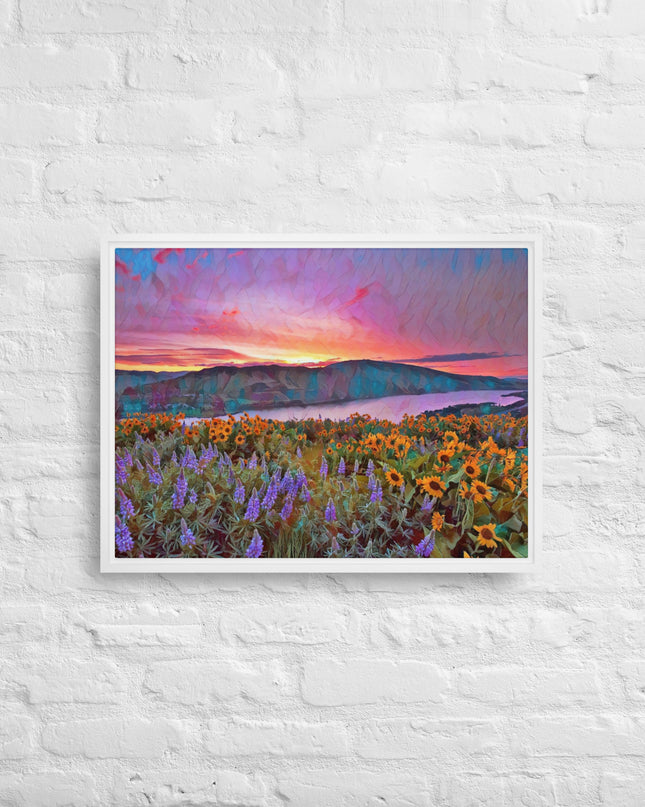 Columbia Gorge Wildflowers - Digital Art - Framed canvas - FREE SHIPPING