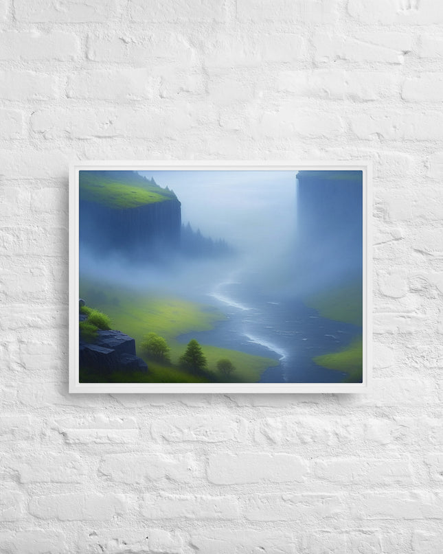 Foggy River - Digital Art - Framed canvas - FREE SHIPPING