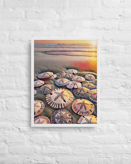 Oregon Sand Dollars - Digital Art -Framed canvas - FREE SHIPPING
