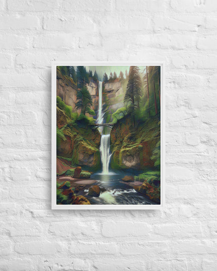 Multnomah Falls - Digital Art - Framed canvas - FREE SHIPPING
