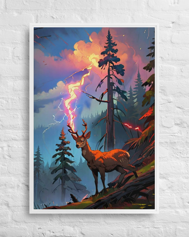Oregon Lightning Strike - Digital Art - Framed canvas - FREE SHIPPING