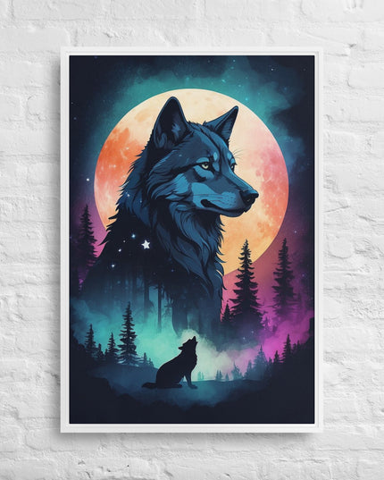 Lone Wolf - Digital Art - Framed canvas - FREE SHIPPING