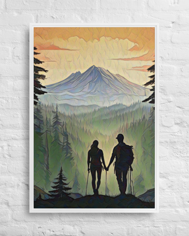 Oregon Hikers - Digital Art - Framed canvas - FREE SHIPPING