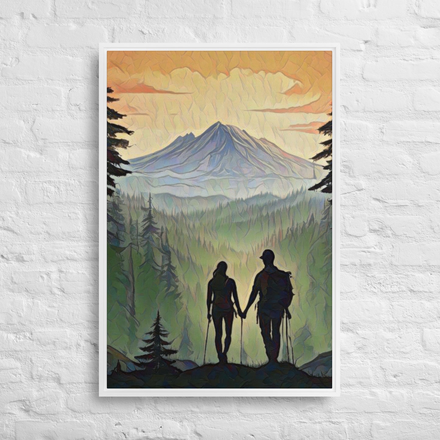 Oregon Hikers - Digital Art - Framed canvas - FREE SHIPPING