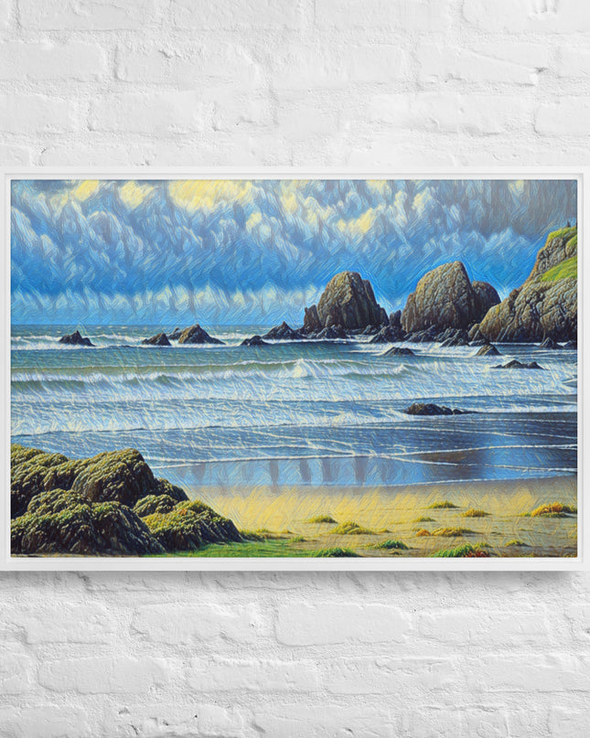 Oregon Coast - Digital Art - Framed canvas FREE SHIPPING