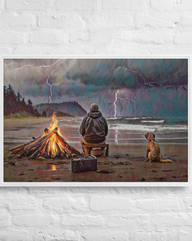 Bonfire in the Storm Digital Art - Framed canvas - FREE Shipping