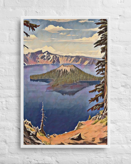 Crater Lake - Digital Art - Framed canvas - FREE SHIPPING