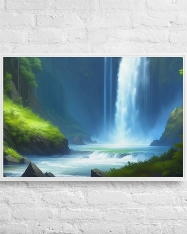 Oregon Waterfall - Digital Art - Framed canvas - FREE SHIPPING