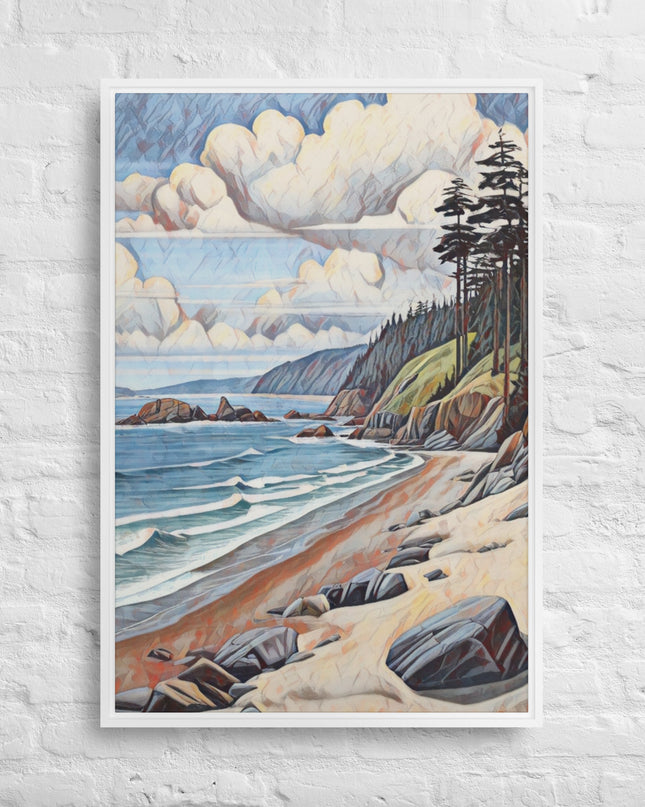 Oregon Coastline - Digital Art - Framed canvas - FREE SHIPPING