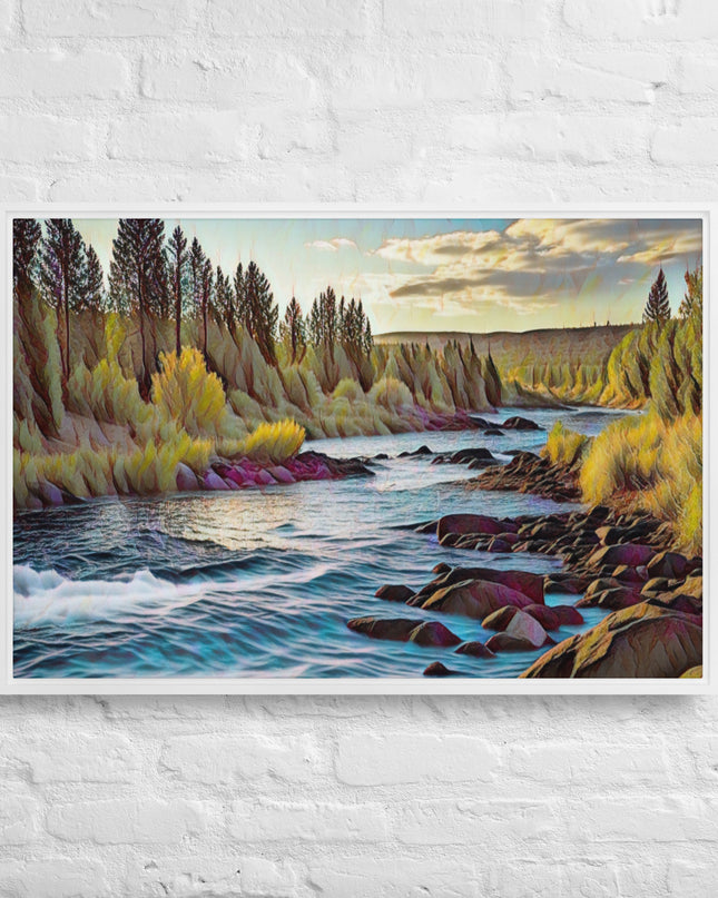 Oregon River - Digital Art - Framed canvas - FREE SHIPPING