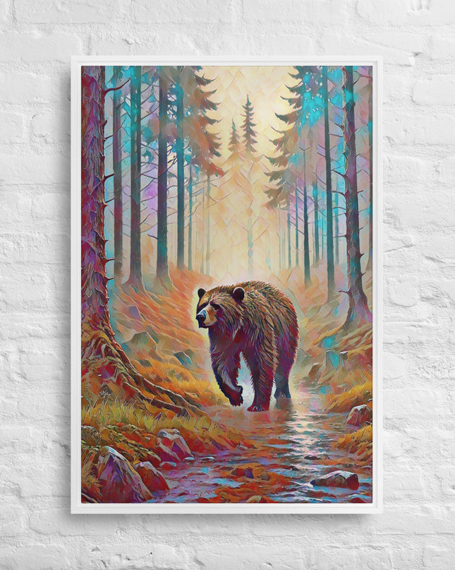Oregon Bear in the Woods - Digital Art - Framed canvas - FREE SHIPPING