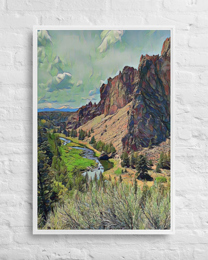 Smith Rock - Digital Art - Framed canvas - FREE Shipping