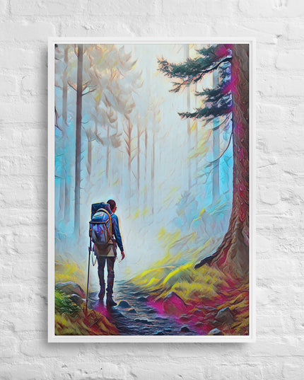 Hiking the Oregon Woods - Digital Art - Framed canvas - FREE SHIPPING