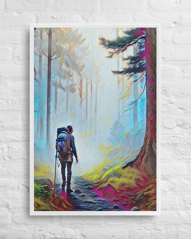 Hiking the Oregon Woods - Digital Art - Framed canvas - FREE SHIPPING