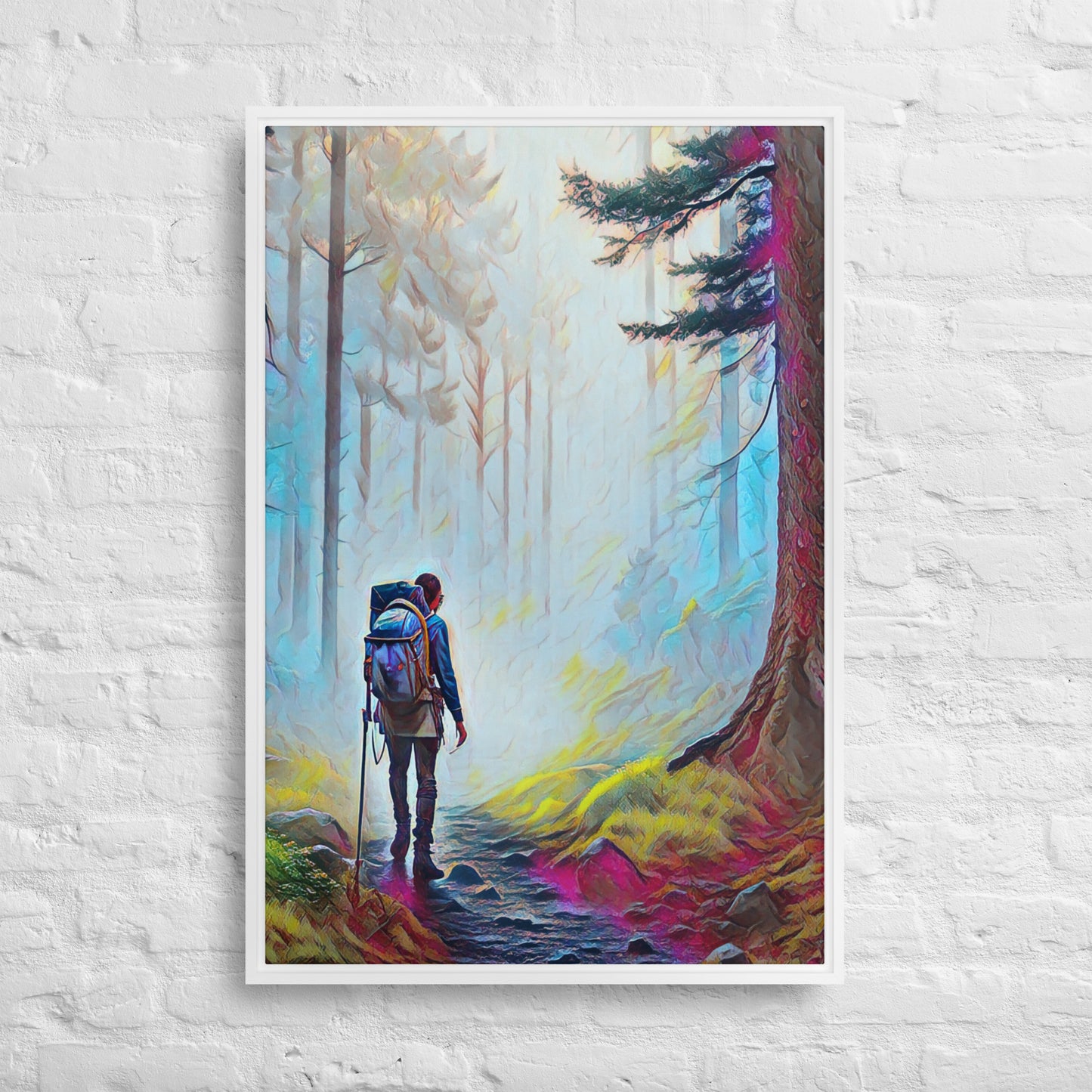 Hiking the Oregon Woods - Digital Art - Framed canvas - FREE SHIPPING