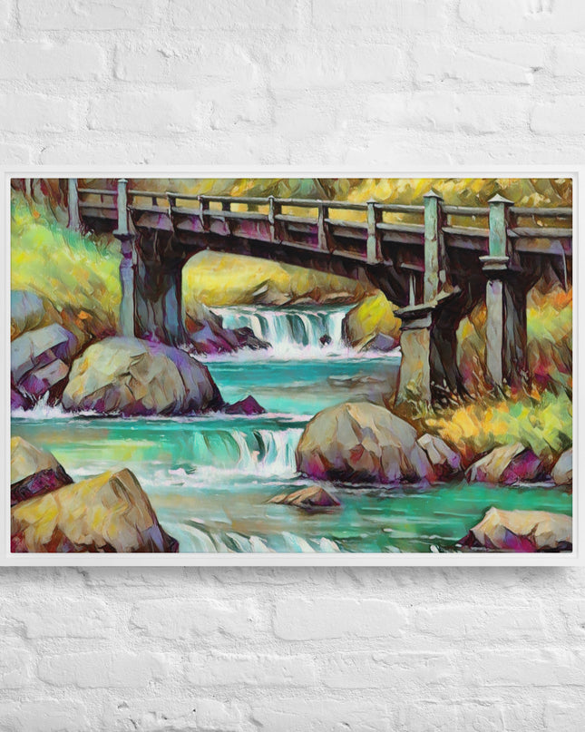 Oregon Bridge - Digital Art - Framed canvas - FREE SHIPPING