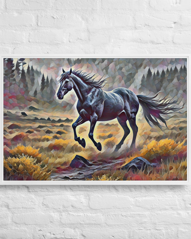 Oregon Running Horse - Digital Art - Framed canvas - FREE SHIPPING