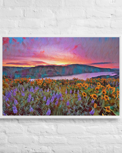 Columbia Gorge Wildflowers - Digital Art - Framed canvas - FREE SHIPPING