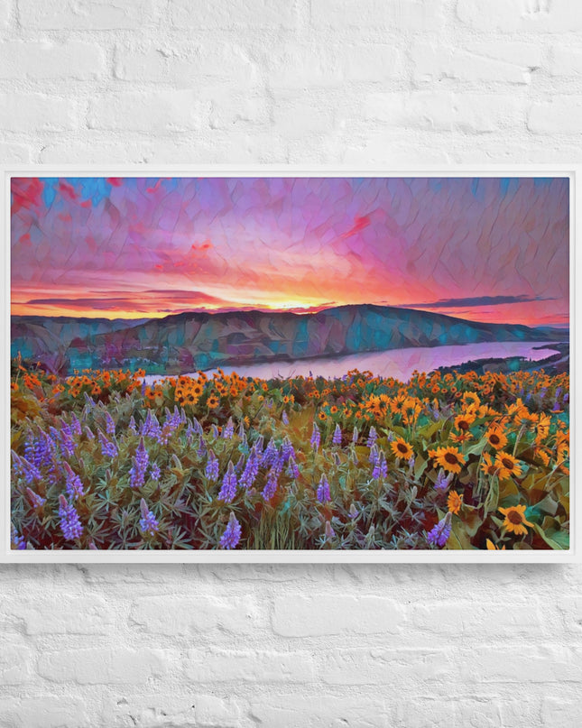 Columbia Gorge Wildflowers - Digital Art - Framed canvas - FREE SHIPPING