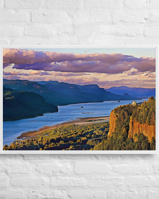 Columbia River Gorge - Digital Art - Framed canvas - FREE SHIPPING