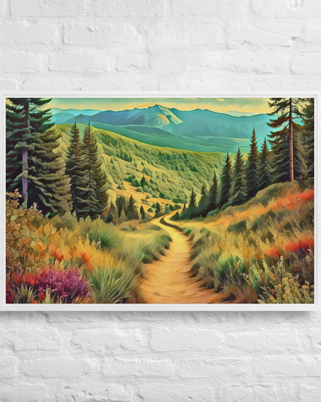 Hiking Oregon - Digital Art - Framed canvas - FREE SHIPPING