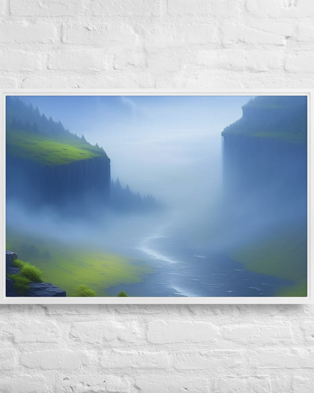 Foggy River - Digital Art - Framed canvas - FREE SHIPPING