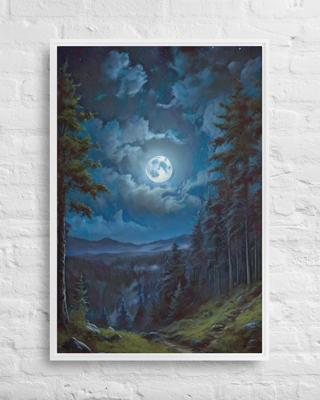 Moon Light in Oregon - Digital Art - Framed canvas - FREE SHIPPING